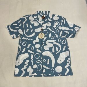 Common People Men's Large Seersucker Short Sleeve Button Up Shirt Size Large New